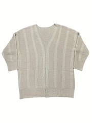  Solid Cable Long Sleeve Open Front Knit Cardigan