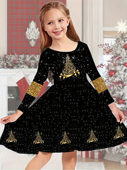 Long Sleeve Christmas Dress Girls Sweet Dresses Kids Gift
