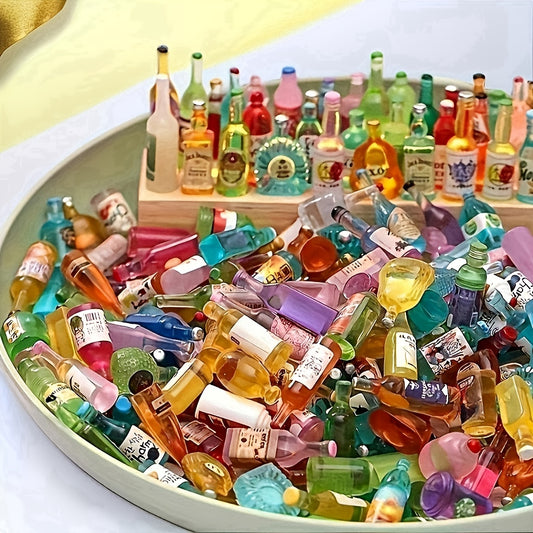 50pcs Mini Drink Bottles Doll House Decoration DIY Wine Bottle Earring Dollhouse