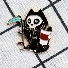 Cartoon Grim Reaper Brooch for Men Backpack Collar Jewelry