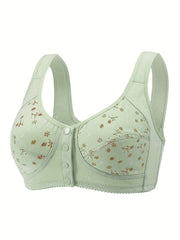 3 Floral Wireless Bras Front Buckle Comfy Lingerie