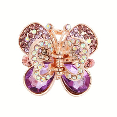 4pcs Small Rhinestone Hair Claw Clip Crystal Butterfly Shaped Hair Claw Nonslip