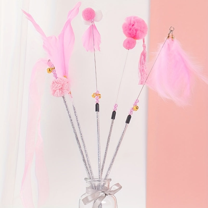 Cat Teasing Stick with Feather and Bell Cat Toy