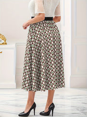  Argyle Print High Rise Maxi Skirt