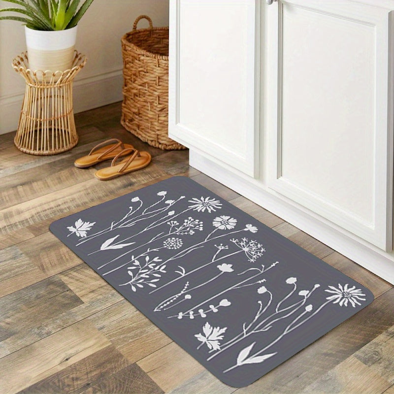Floral Kitchen Floor Mat Non-slip Waterproof Dirt-resistant