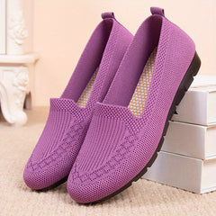Women's Knitted Solid Loafers Lightweight Non slip Flat Slip On Shoes