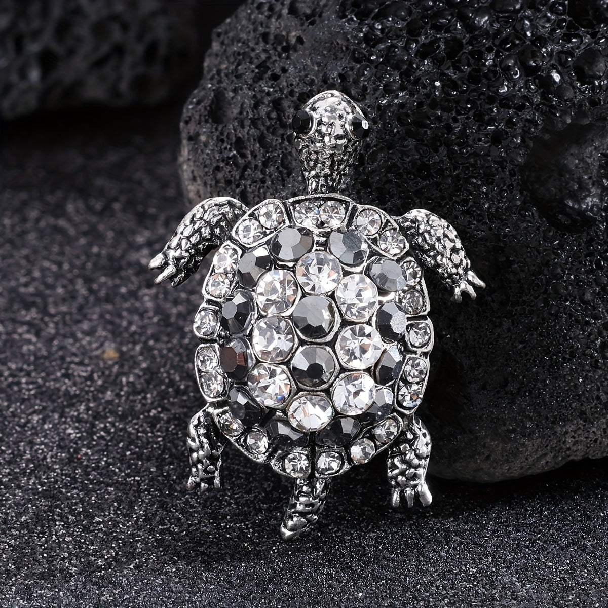 Hip Hop Green Turtle Animal Brooch Full Rhinestone