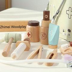 Wooden Playset Medical Kit Doctor Role Play Learning Gift