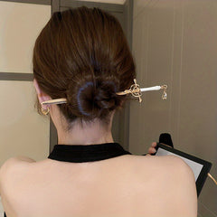 Crystal-Inlaid Sword Shape Hairpin Ponytail Holder