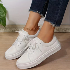 Flat Canvas Sneakers Lace Up Low Top Shoes Casual Walking Shoes