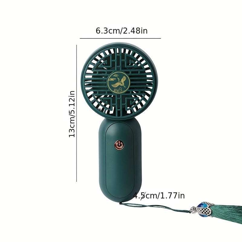 Chinese Style Mini Fan Handheld Fan USB Rechargeable Tassel Portable Fan