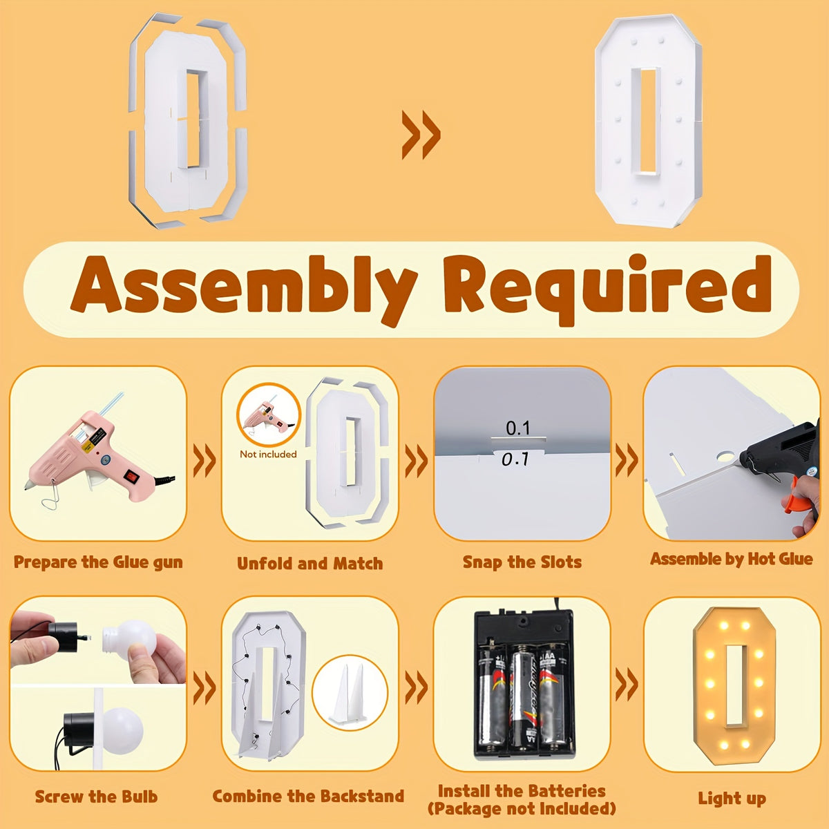 LED Number String Lights 0-9, 48in, 121 Luminous, Party Decoration