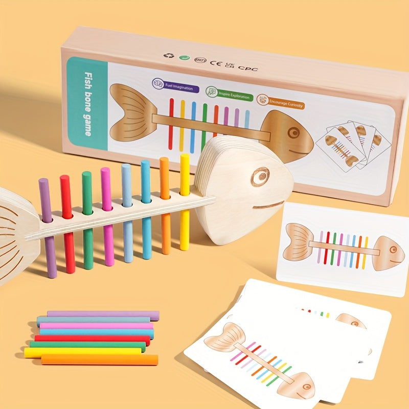 Colorful Striped Fishbone Toy for Fine Motor Skills
