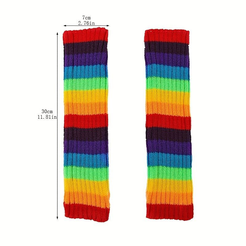 Rainbow Knitted Sleeve Warm Arm Sleeve for Autumn & Winter