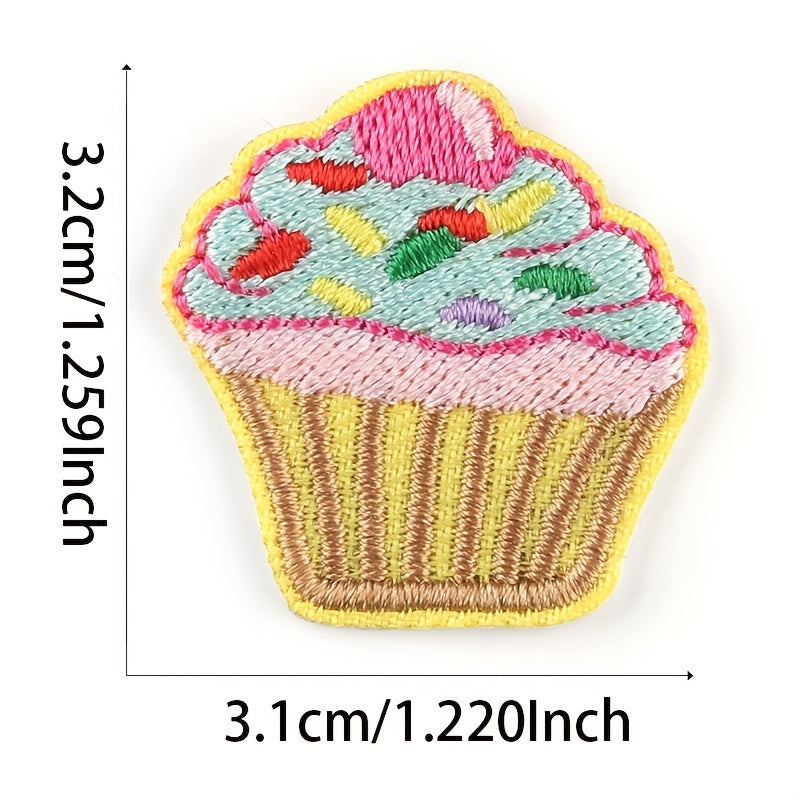14pcs Fruit Ice Cream Embroidery Patches Stickers for Summer