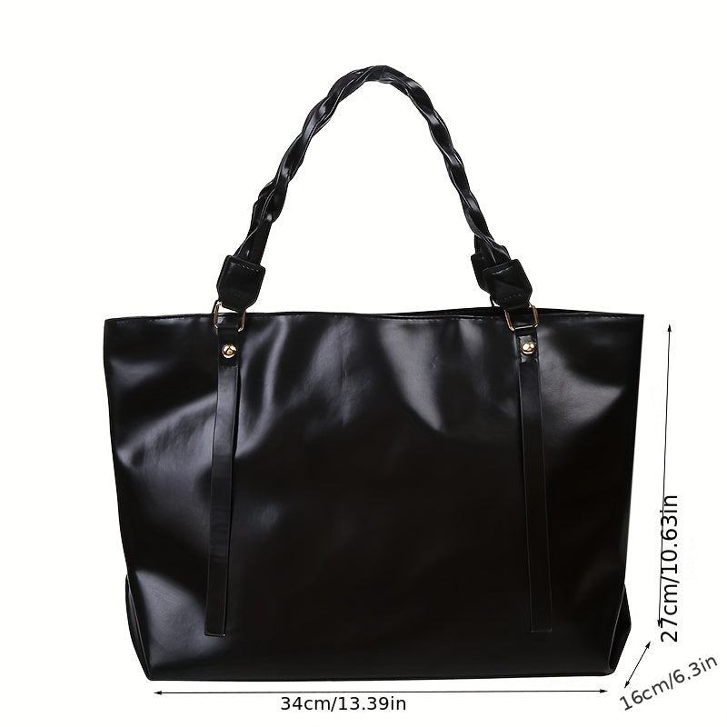 Minimalist Solid Tote Bag Satchel Handbag For Work Twisted Straps