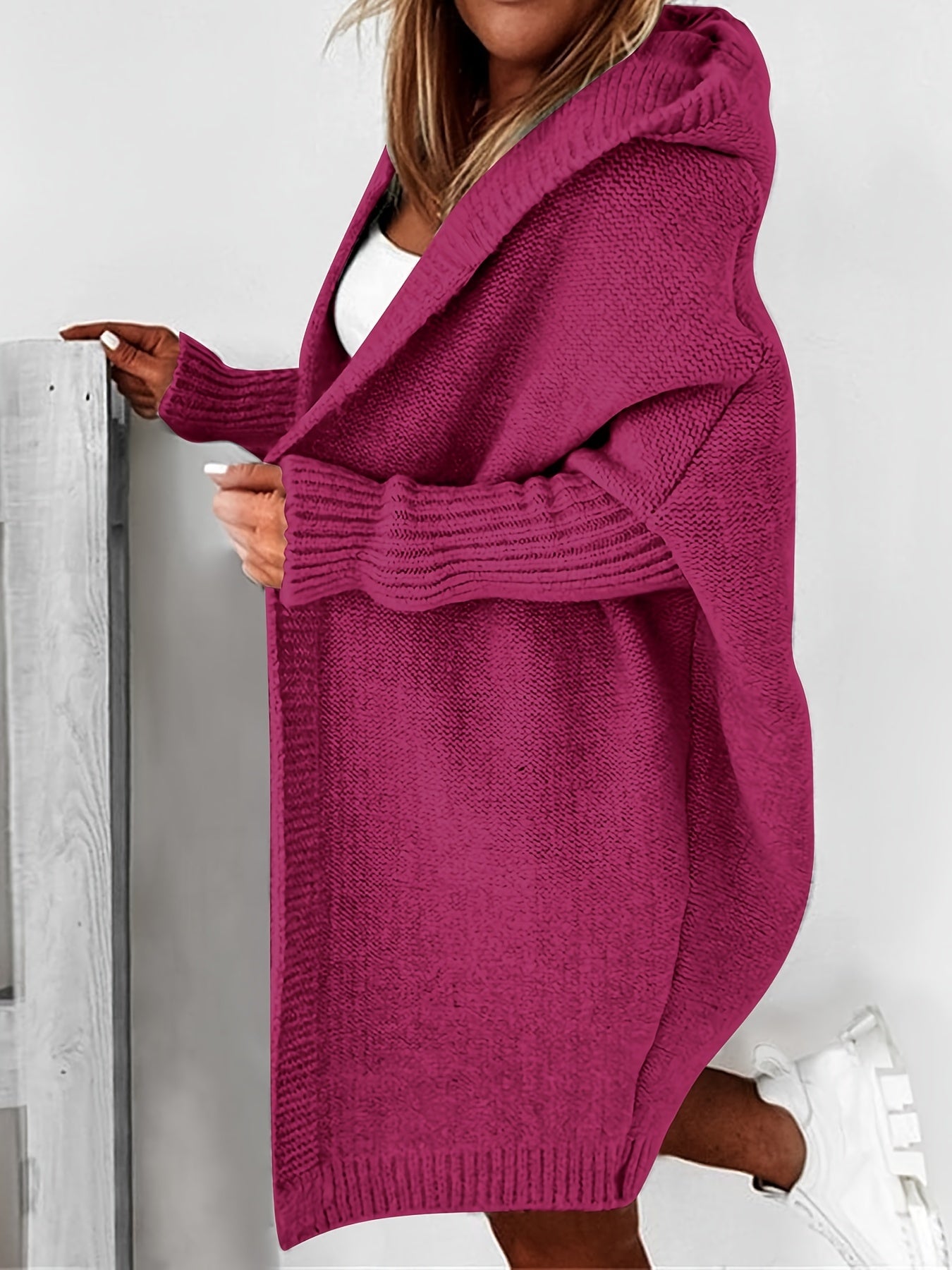 Oversized Knitted Cardigan Long Sleeve Casual Sweater For Winter & Fall
