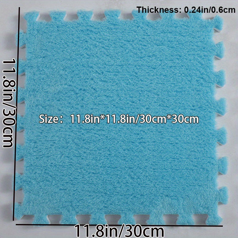 6pcs Interlocking Shaggy Soft Foam Mat Anti-slip Area Rugs