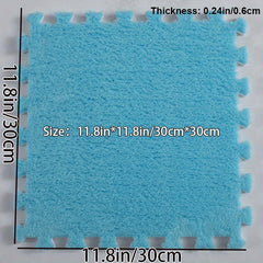 6pcs Interlocking Shaggy Soft Foam Mat Anti-slip Area Rugs