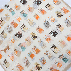 Kitty Printed Scarf Frayed Edge Cartoon Pattern Shawl
