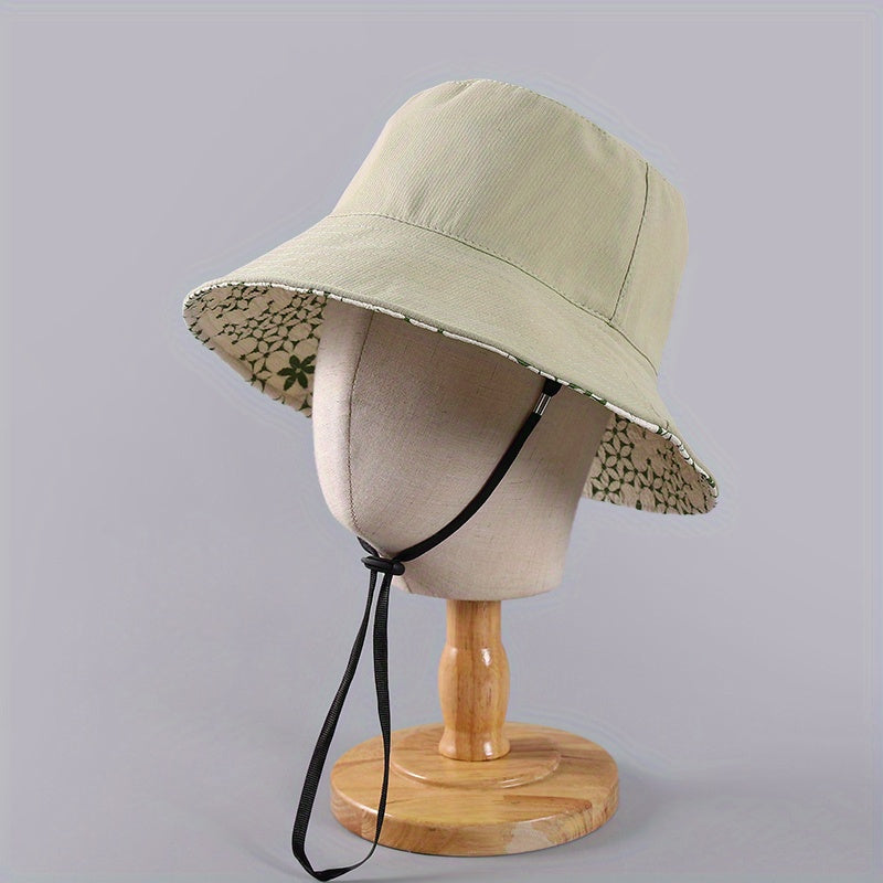 Flower Print Reversible Bucket Hat Lightweight Sunshade Fisherman