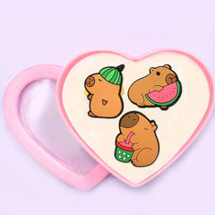 12pcs Animal Cartoon Rings Capybara Image Happy Capybara Ring Birthday Party