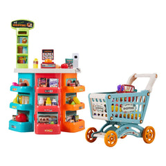 Kids Supermarket Playset 76pcs Grocery Shop Toy with Checkout Counter