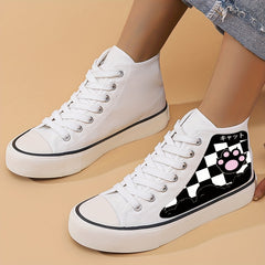 Cat Paw & Checkerboard High Top Sneakers