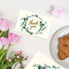 50pcs Thank You Card Flower Wedding Greeting Card for Family Friends