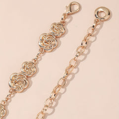 Double Rose Waist Chain Classic Golden Metal Chain Belt Dress Girdle