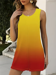 Ombre Keyhole Back Round Neck Tank Romper