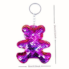 Sequins Bear Keychain Animal Key Ring Purse Handbag Car Charm Phone Pendant