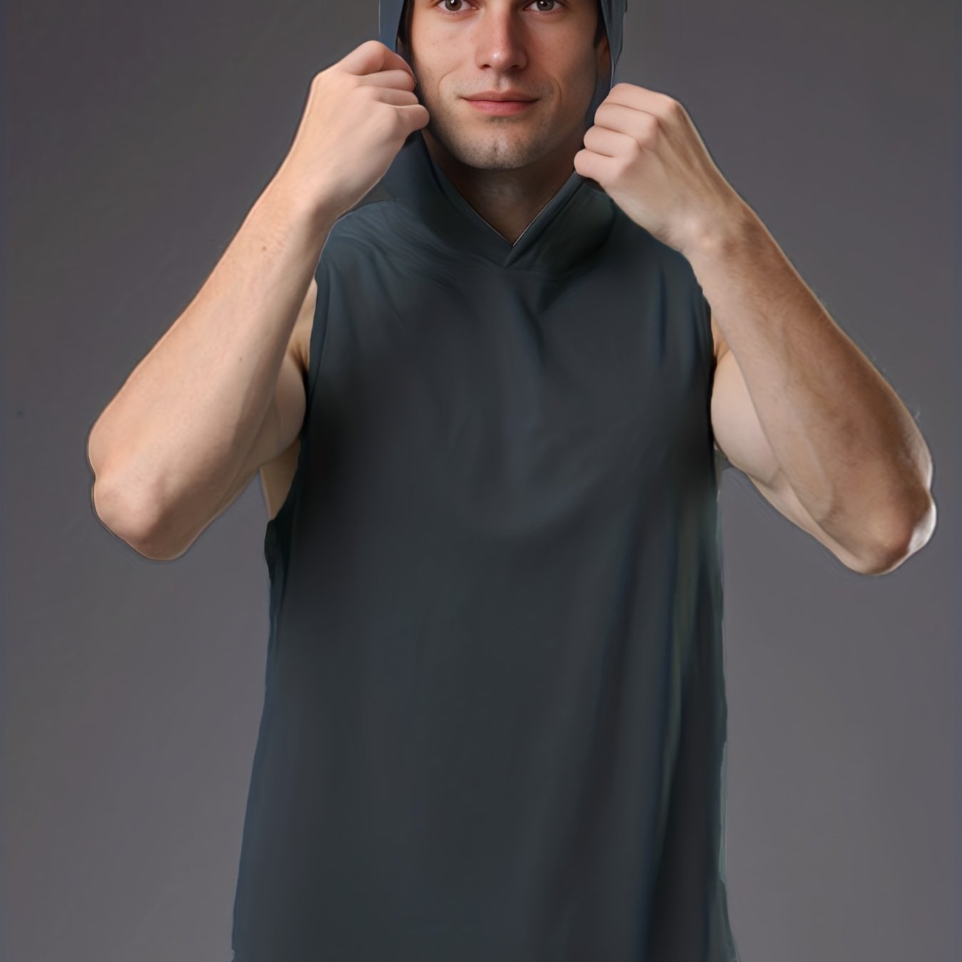 Men's Solid Hooded Tank Top Quick Dry Sleeveless Shirt
