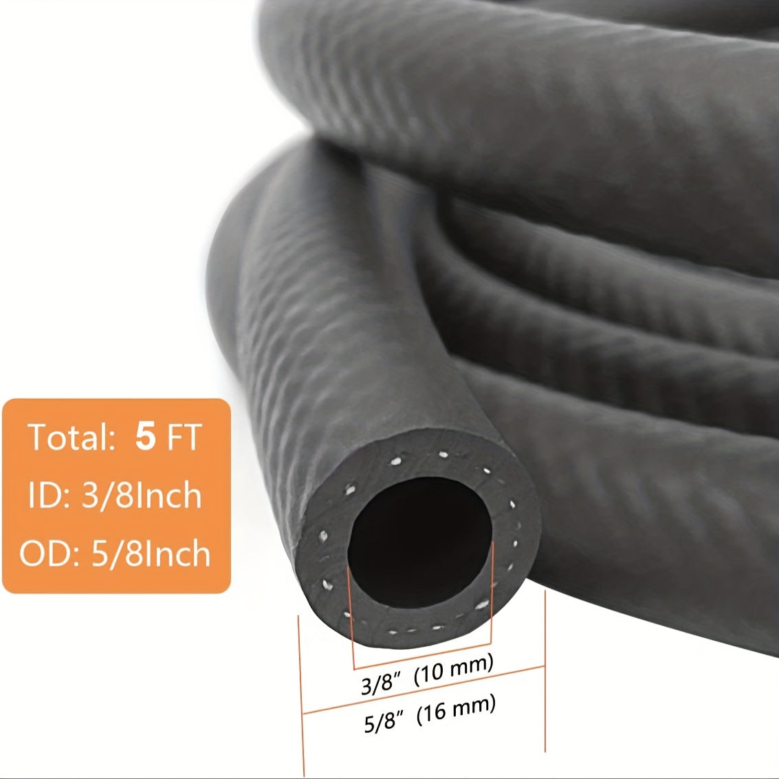5ft Fuel Line Hose with Clamps 150PSI