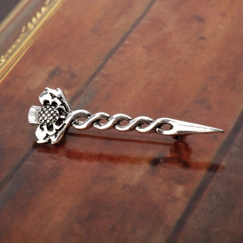 Vintage Lion Sword Brooch Men's Gift
