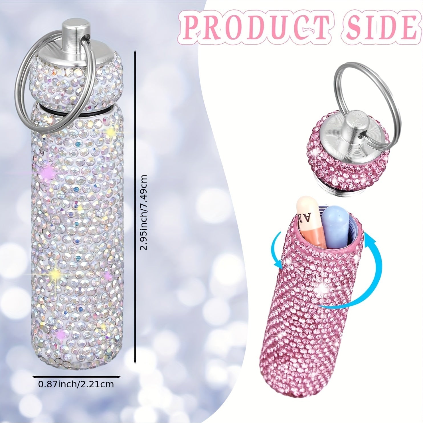 1pc First Aid Pill Sealed Jar Keychain Portable Aluminum Alloy Keychain