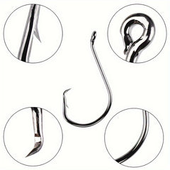 50pcs Octopus Hook Wide Gap Barbed Hook Eye Sea Fishing Tackle