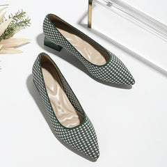Women's Houndstooth Slip On Chunky Heels Lightweight Shoes