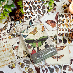 50 Pieces Retro Paper for Decorating - Mushroom Butterfly Flower