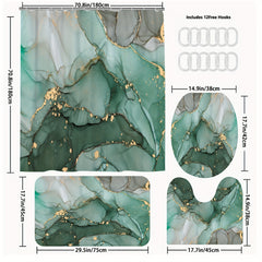 Waterproof Marble Shower Curtain & Bathroom Rug Set