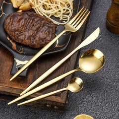 24 Pcs Stainless Steel Portuguese Tableware Set