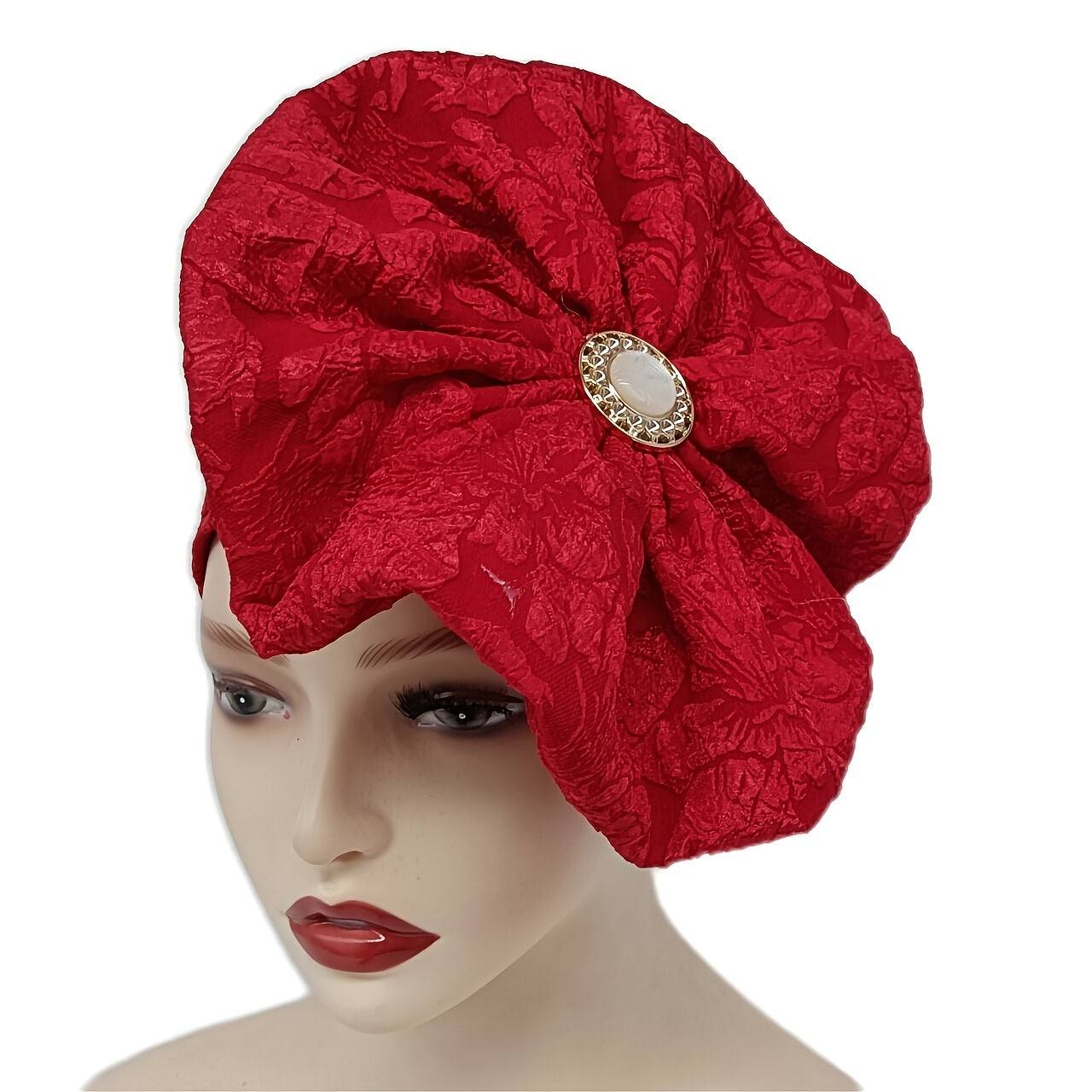 Oversized Lace Flower Turban Cap Head Wrap Solid Head Scarf Hijab Women