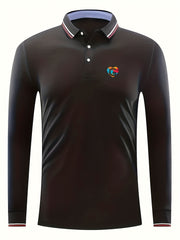 Men's Heart G Print Polo Shirt Long Sleeve