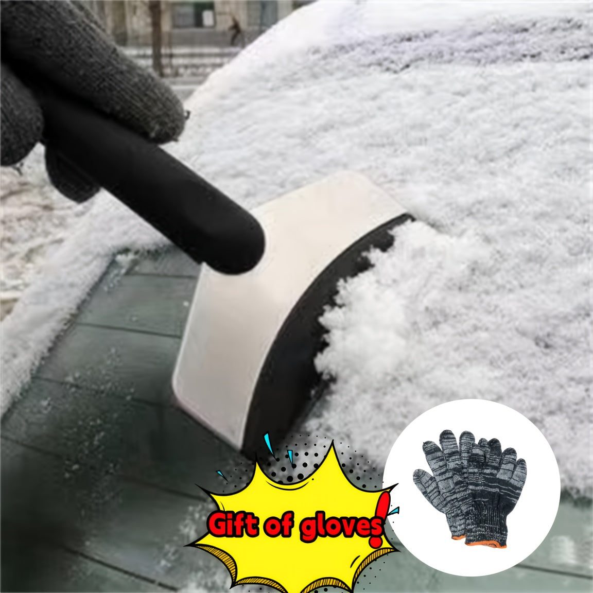 1pc Car Ice Scraper Snow Shovel Stainless Steel Car Windshield Snow Remover
