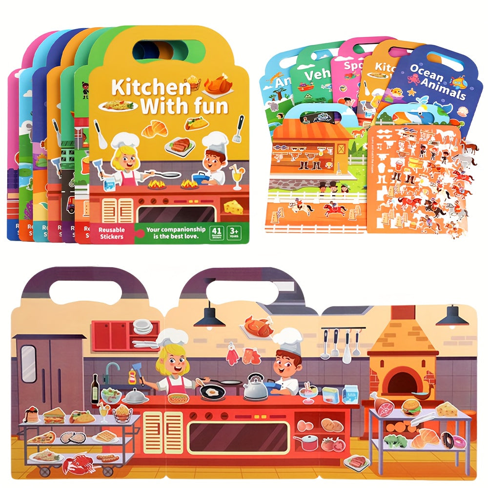 Kids DIY Bubble Scene Sticker Book Jelly Paste Toy