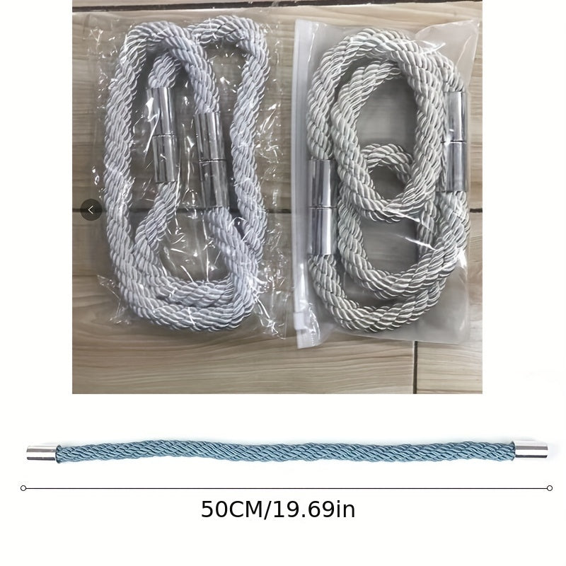 2pcs Plastic Curtain Rope w/ Magnetic Buckle for Home Decor