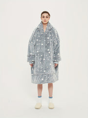 Leopard Print Hooded Fleece Nightgown