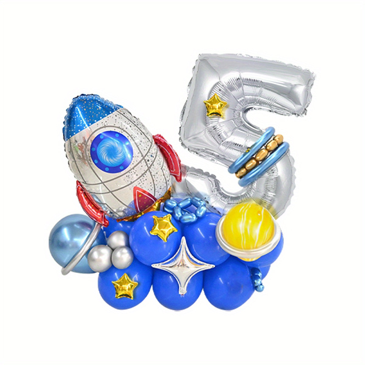31pcs Space Rocket Silvery 0 9 Number Balloon Birthday Party Supplies