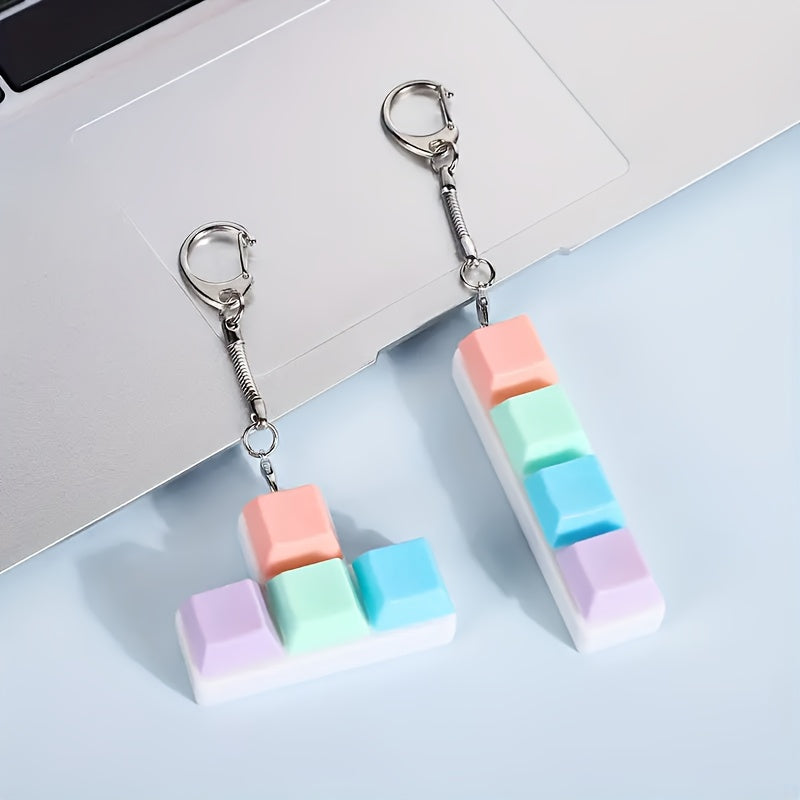 Key Fidget Keychain Multicolor Relax Toy w/ Metallic Ring