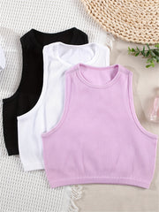 Ribbed Crop Tank Top Set for Summer